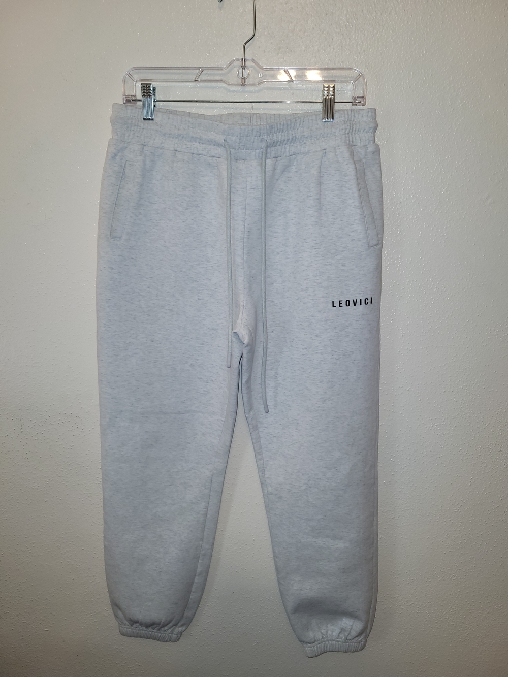 LEOVICI Men's Heather Gray Fleece Jogger Sweatpants Size Medium